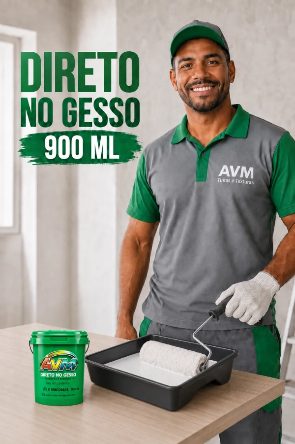 A aplicação de tintas comuns sobre gesso seco costuma absorver em excesso a umidade da tinta, gerando pó residual e desplacamento da película ao longo do tempo.
Direto no Gesso 900 ML foi desenvolvido com micropartículas aglutinantes que penetram e selam a porosidade do gesso ao mesmo tempo em que conferem acabamento fosco uniforme.
Dispensa o uso prévio de fundo preparador de paredes, economizando etapas de mão de obra e tempo de secagem. Embalagem prática de 900 ml para retoques e acabamentos precisos.