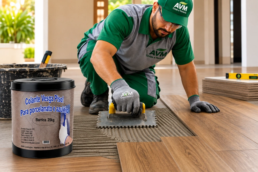 Colante Vesga Piso vinílico é um revestimento sintético produzido em PVC, desenvolvido para oferecer a aparência da madeira com maior praticidade na instalação e manutenção. É indicado principalmente para ambientes internos residenciais, como salas, quartos, corredores e escritórios.

Principais características
Disponível em diversas cores e texturas que imitam madeira natural.
O piso não fica tão frio quanto cerâmica ou porcelanato.
Reduz o ruído de passos em comparação com pisos rígidos.
Normalmente basta aspirador ou vassoura de cerdas macias e pano úmido com detergente neutro.
Adequado para áreas de circulação residencial e alguns ambientes comerciais leves, dependendo da linha.
