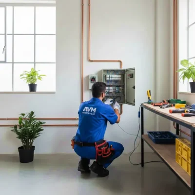 A instalação, a manutenção e a inspeção das redes elétricas, seguindo normas técnicas, como a NBR 5410, que estabelece critérios para instalações elétricas de baixa tensão. Um projeto elétrico bem elaborado considera a distribuição de tomadas, interruptores, pontos de iluminação, quadros de distribuição e dispositivos de proteção, como disjuntores e aterramento.
